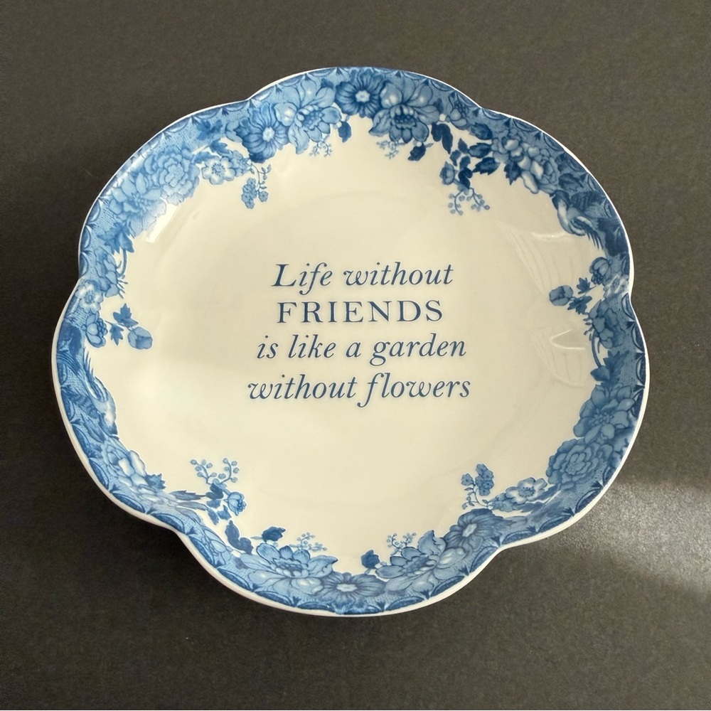 Blue and White Floral Friendship Decorative Trinkets Memorabilia 6”Plate Gift